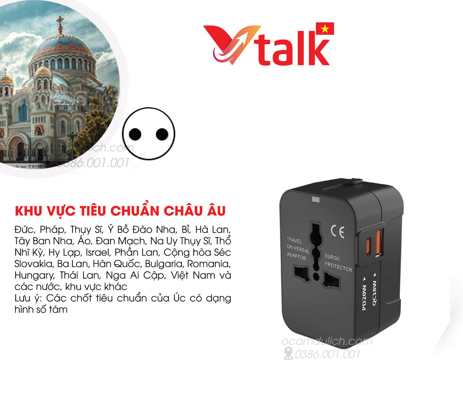 Củ Sạc nhanh Vihub F2 - Củ Sạc Du Lịch Đa Năng, Hỗ Trợ Sạc Nhanh, Có 1 Cổng USB Và 1 Type-C