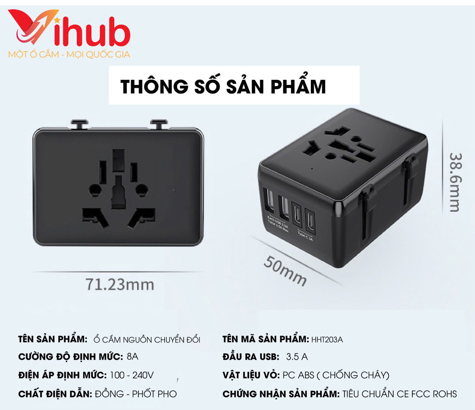 Củ Sạc nhanh Vihub F4 thông số sản phẩm Củ Sạc nhanh Vihub F4 thông số sản phẩm